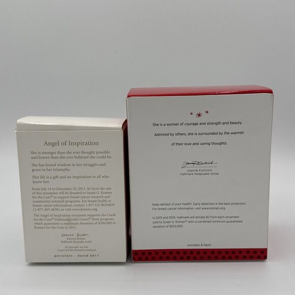 Hallmark Keepsake Ornament Susan G Komen Set 2 2013 and 2011 Caring Inspiration - Picture 2 of 6